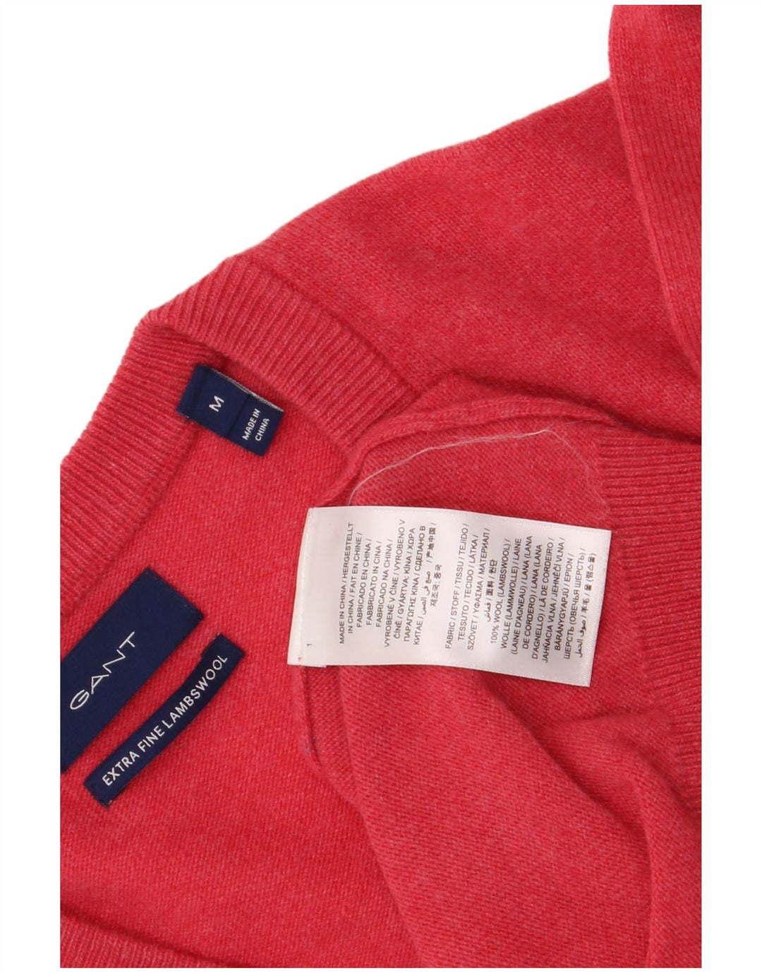 Gant Pull Col V Homme Rose Moyen Laine d'Agneau