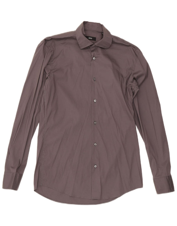 Hugo Boss Chemise slim fit pour homme Taille 37 14 1/2 Petit coton gris
