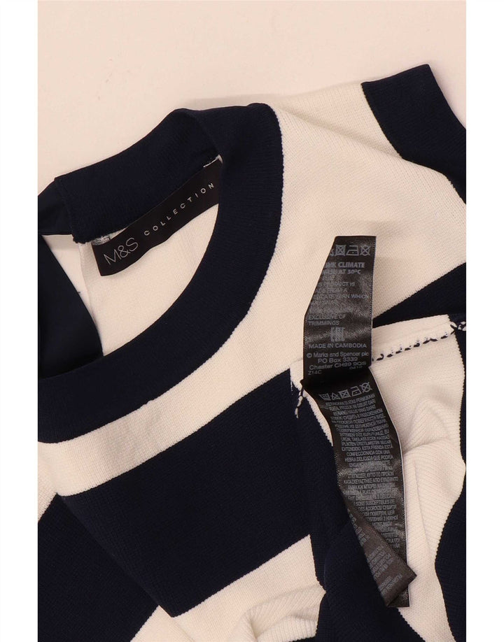 Marks & Spencer Débardeur Femme UK 12 Medium Bleu Marine Rayé Polyamide