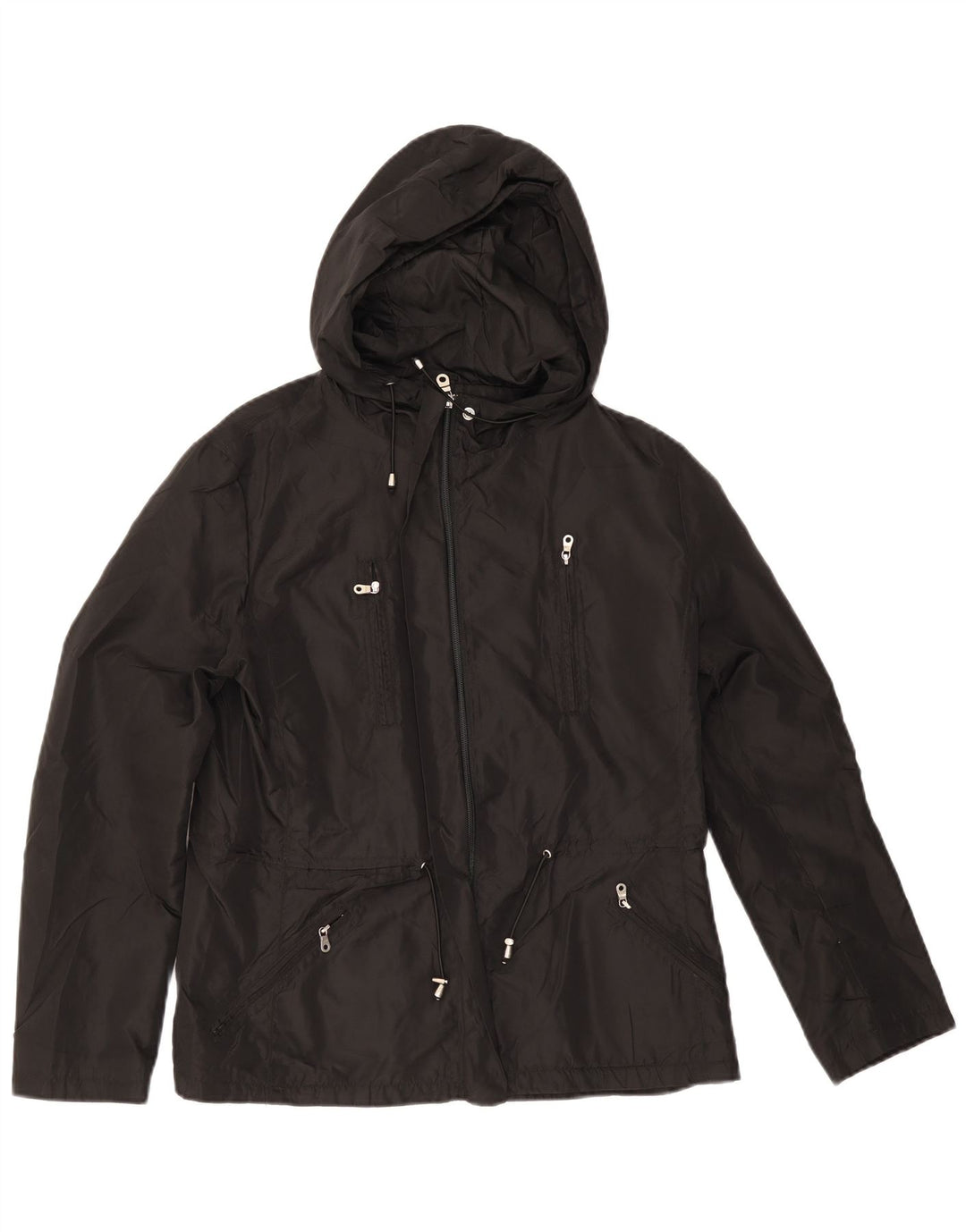 Zara Veste utilitaire à capuche pour femme UK 14 Large Noir