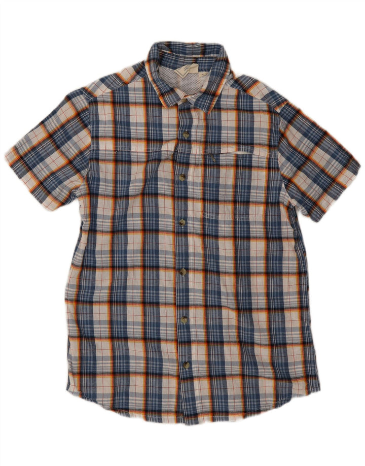 Mountain Warehouse Chemise à manches courtes pour homme en polyester à petits carreaux bleus