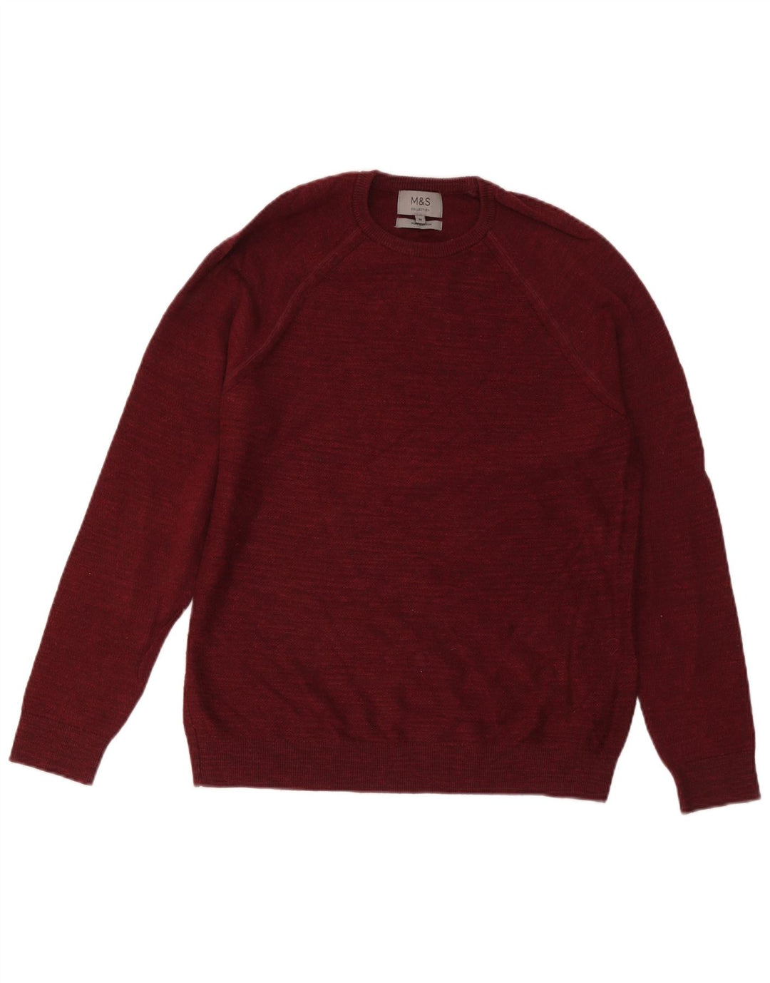 Marks & Spencer Pull à col rond pour homme en coton bordeaux moyen
