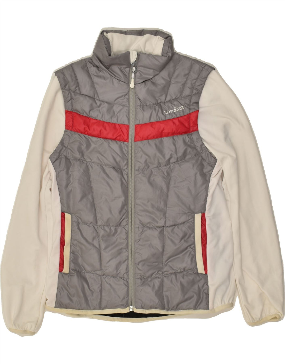 VINTAGE Veste rembourrée femme UK 6 XS Gris Colorblock Polyester