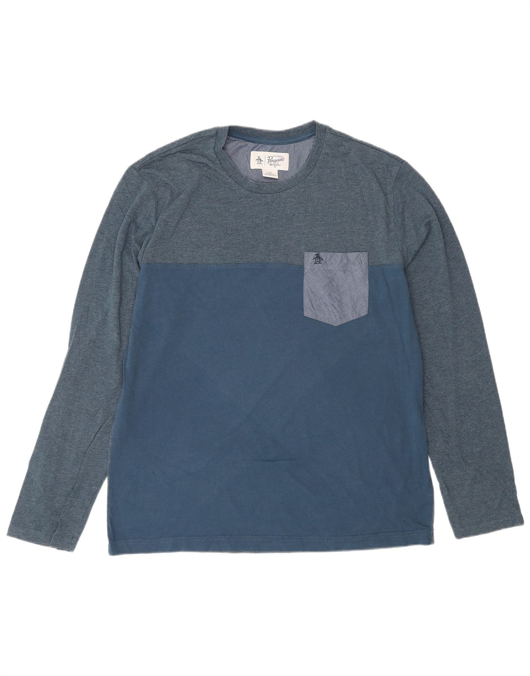 Penguin Haut à manches longues pour homme en coton color block Bleu Taille L