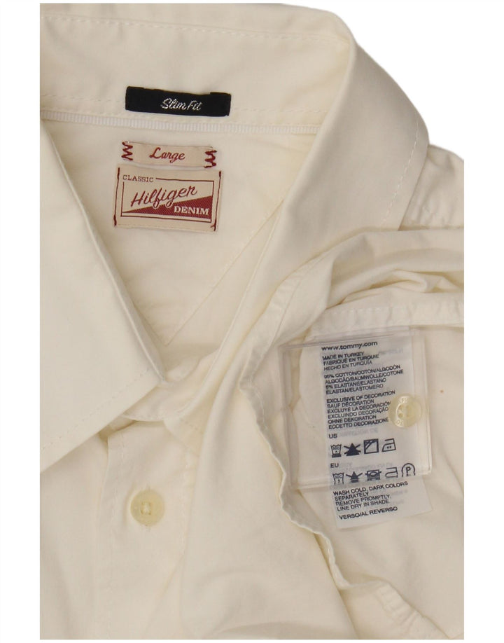 Tommy Hilfiger Chemise Slim Fit pour Homme en Coton Blanc Large