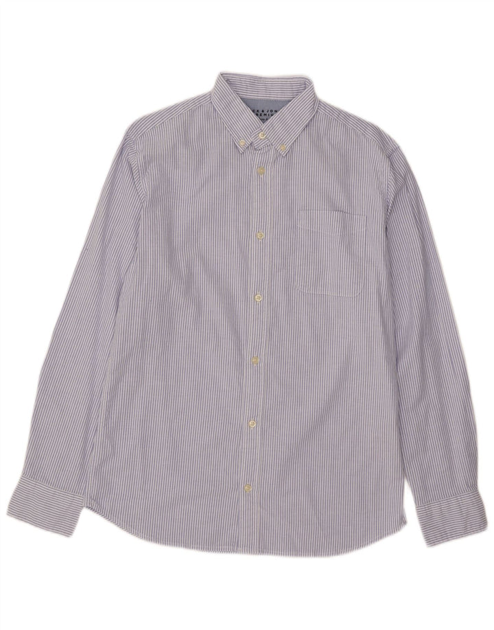 Jack & Jones Chemise Oxford Homme Bleu Moyen en Coton à Fines Rayures
