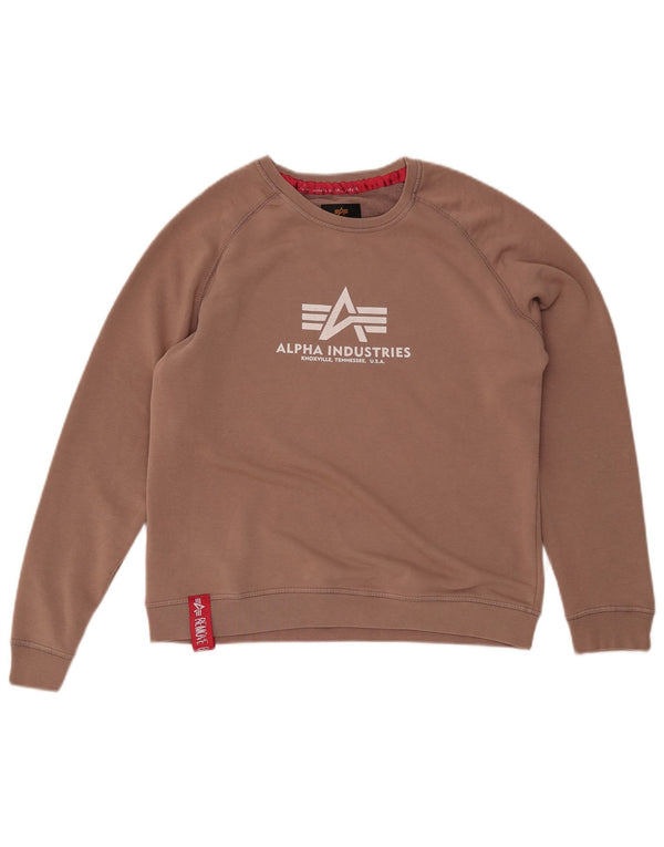 ALPHA INDUSTRIES Sweat-shirt graphique pour femme UK 14 Marron moyen