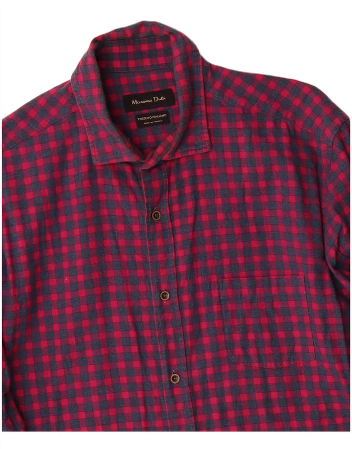 MASSIMO DUTTI Chemise Flanelle Homme Grand Coton Vichy Rouge