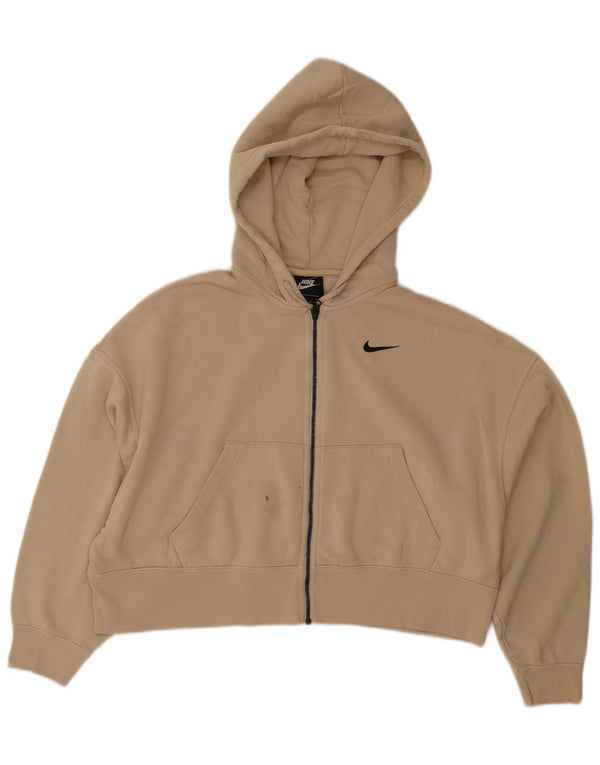 Nike Pull à capuche zippé surdimensionné pour femme UK 10 Petit coton beige