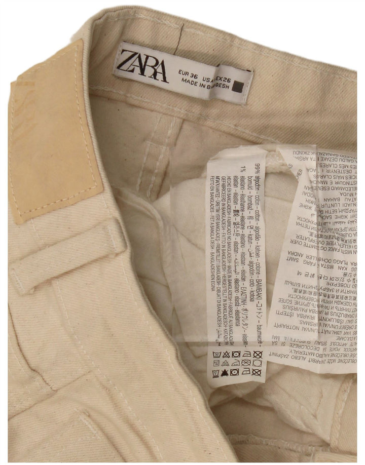 Jean droit taille haute ZARA femme EU 36 XS W26 L24 coton beige