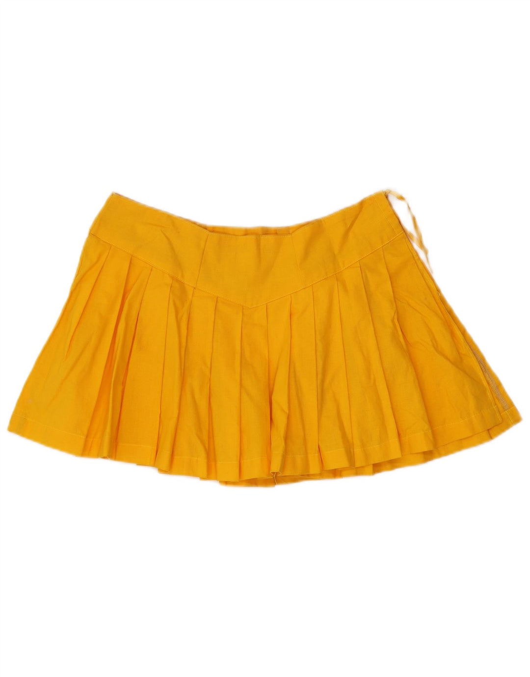 VINTAGE Femme Mini Couteau Jupe Plissée W30 Plage Jaune Moyen