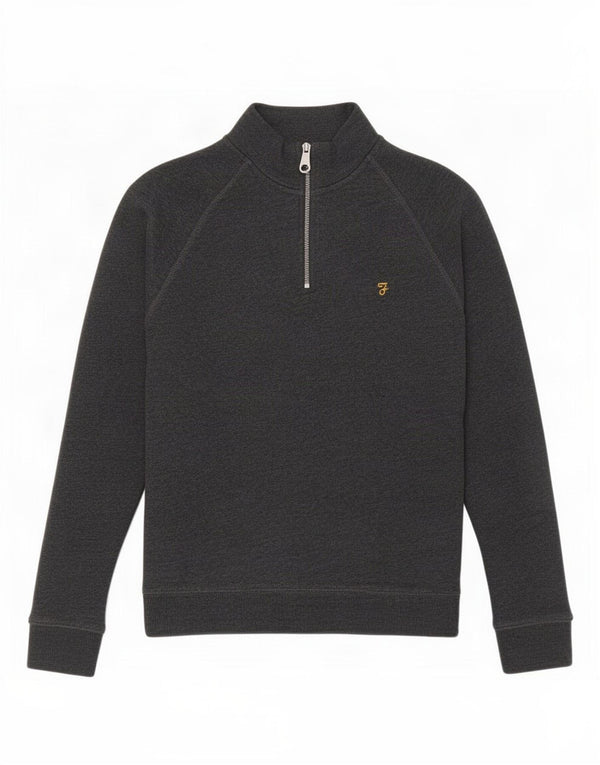Farah Sweat-shirt à col zippé pour femme UK 12 Gris moyen Coton