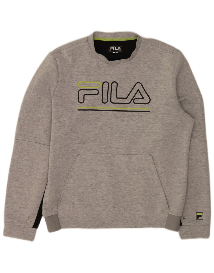 Fila Sweat-Shirt Graphique Homme Gris Moyen Polyester Colorblock