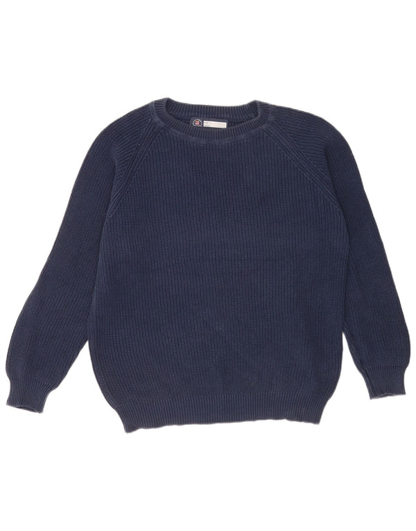 vintage Mens Boat Neck Jumper Pull 2XL Bleu Marine Coton