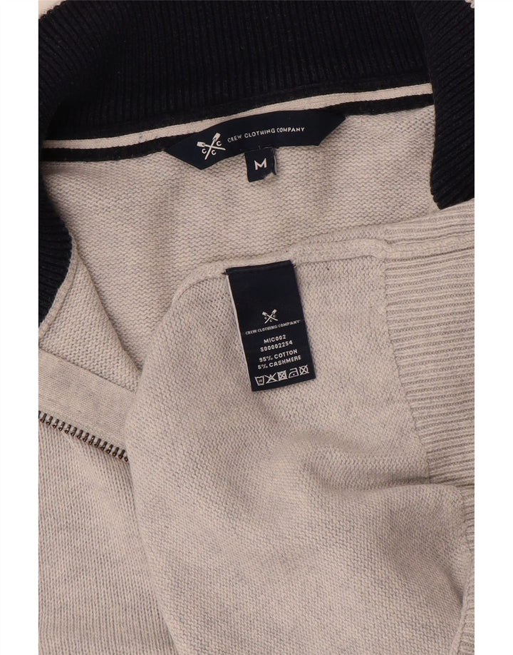 CREW CLOTHING Pull Col Zippé Homme Gris Moyen Coton