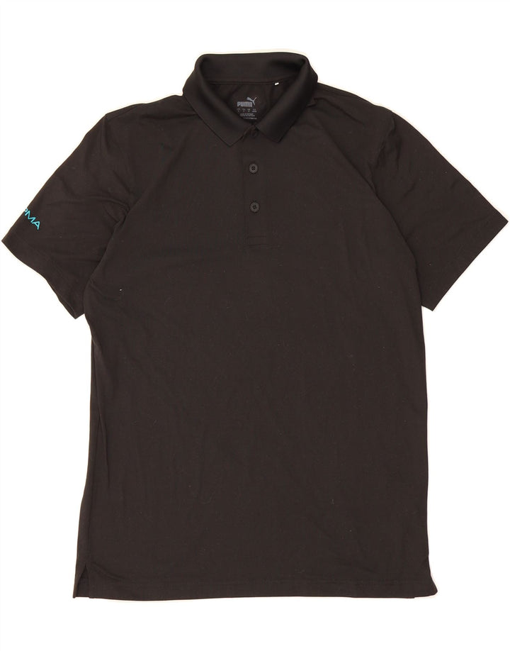 PUMA Mens Polo Shirt Medium Black Polyester Vintage Puma and Second-Hand Puma from Messina Hembry 