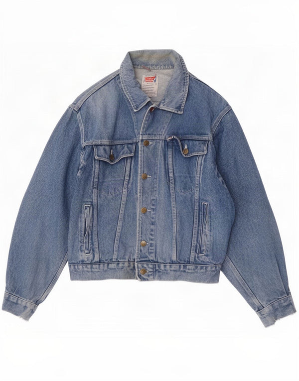 Enrico Coveri Veste en jean graphique pour femme UK 14 Large Bleu