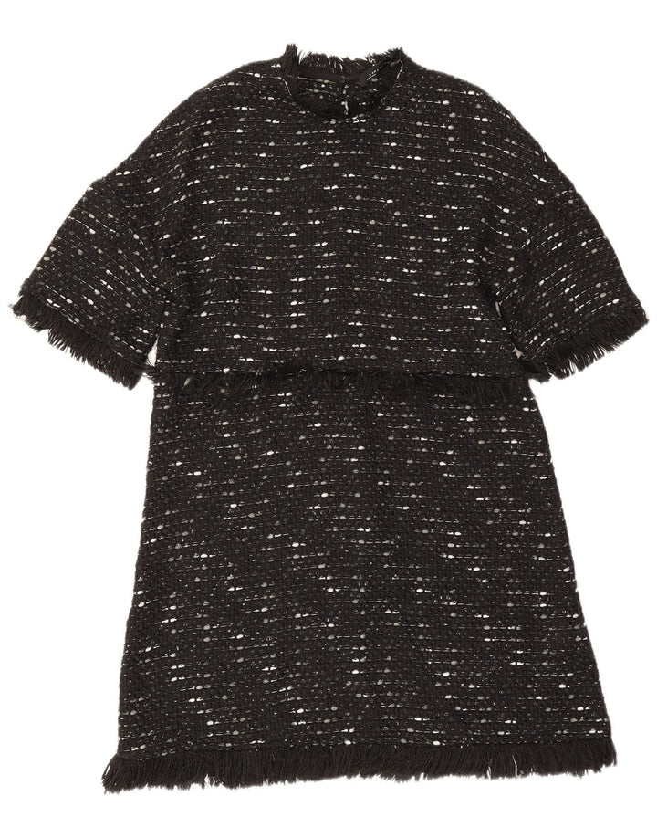 Zara Robe trapèze pour femme UK 42 en polyester moucheté noir moyen
