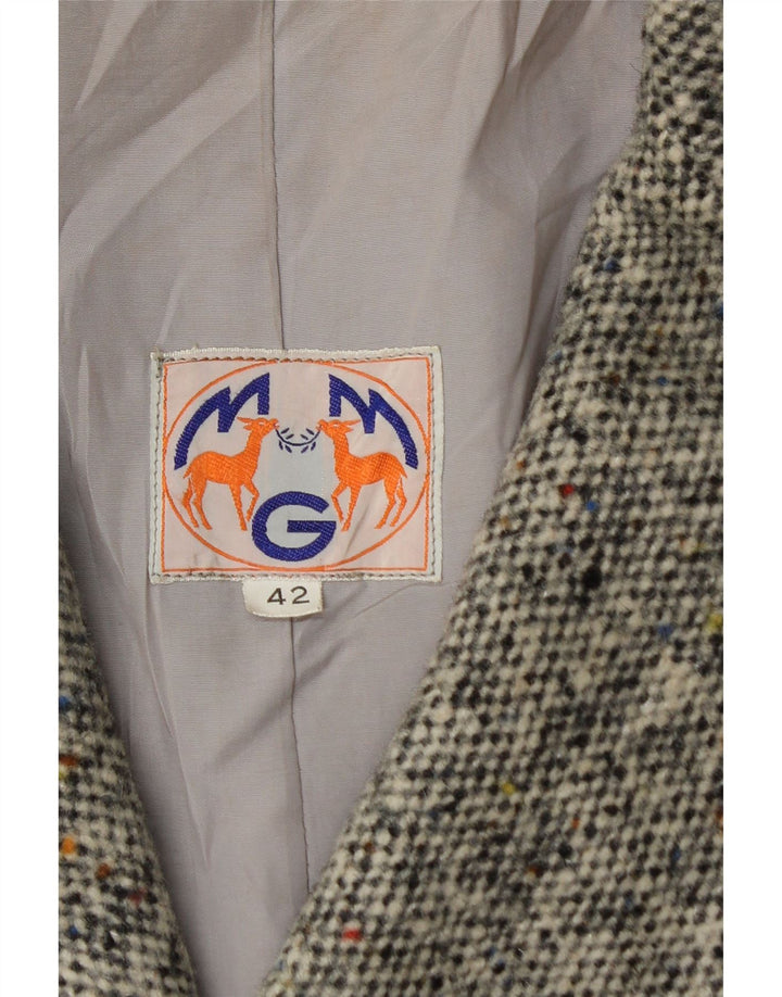 VINTAGE Manteau croisé femme IT 42 Gris Moyen Chevrons