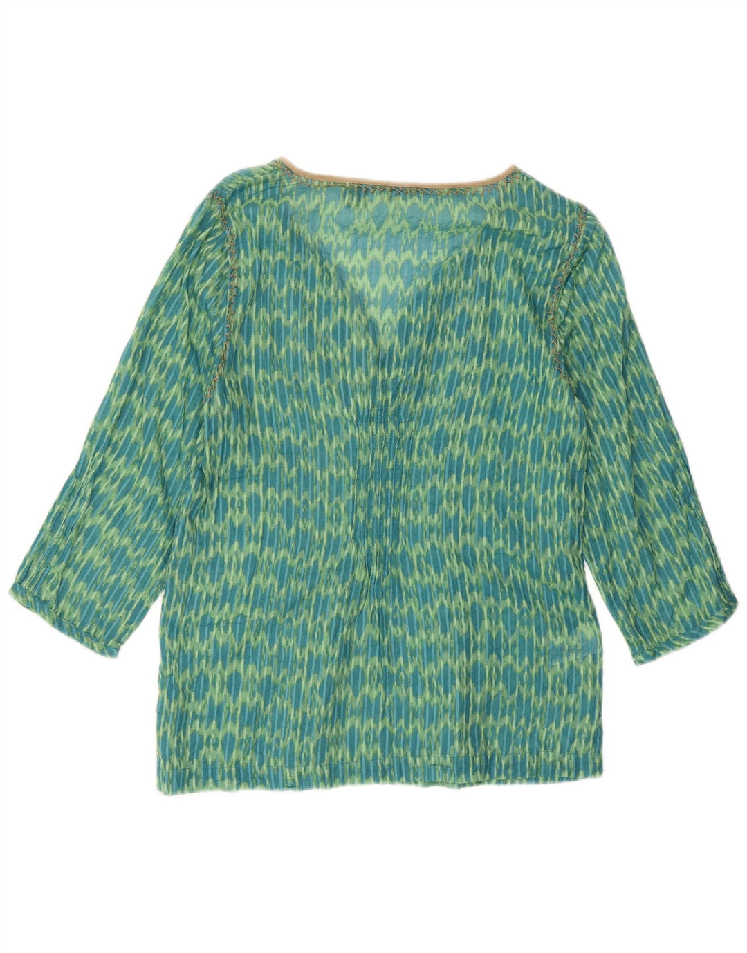 Eddie Bauer Tunique ample à manches 3/4 pour femme UK 6 XS en coton Ikat vert
