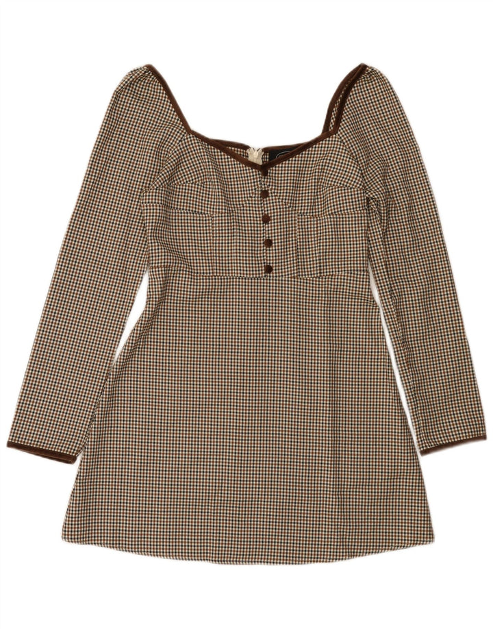 Cider Robe trapèze à épaules dénudées pour femme UK 42, pied-de-poule marron moyen