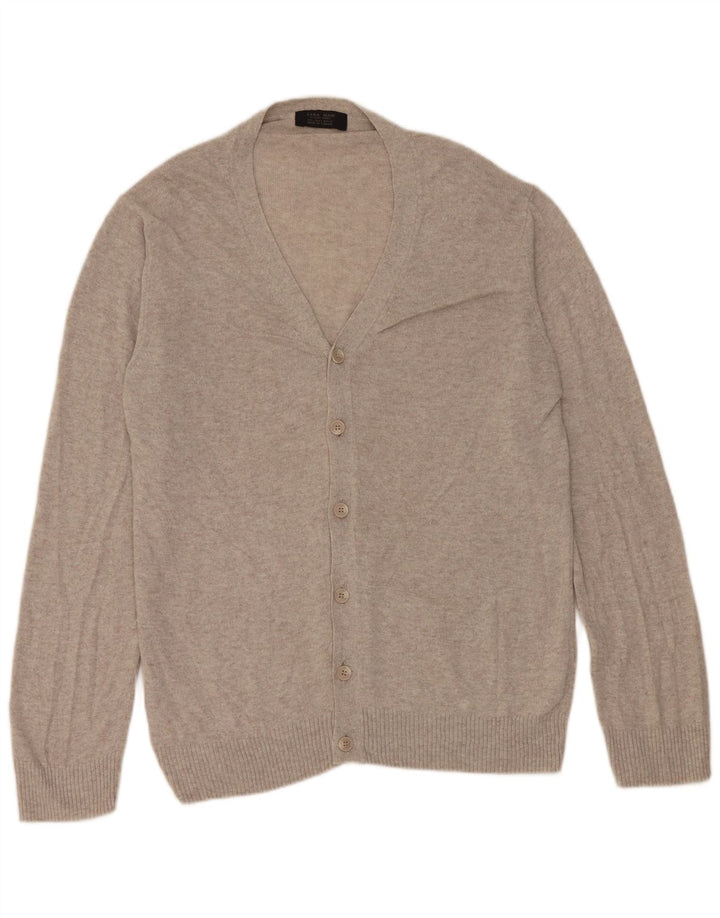 Zara Homme Cardigan Pull Large Gris Moucheté Viscose