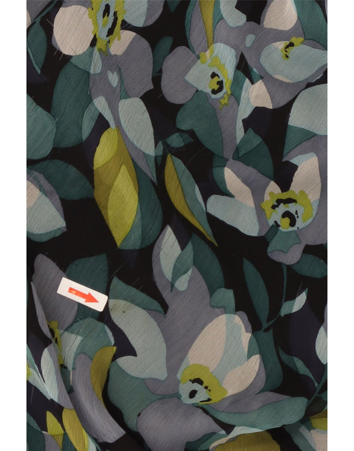 Monsoon Robe d'été pour femme UK 42 en soie florale noire moyenne