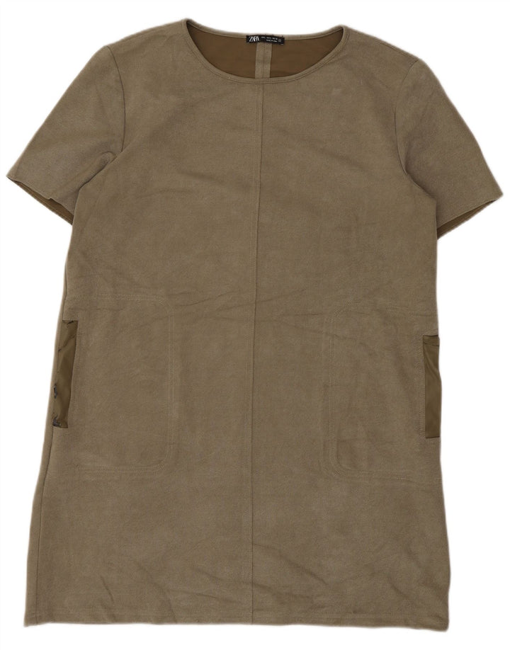 Zara Robe droite pour femme UK 16 Large Kaki
