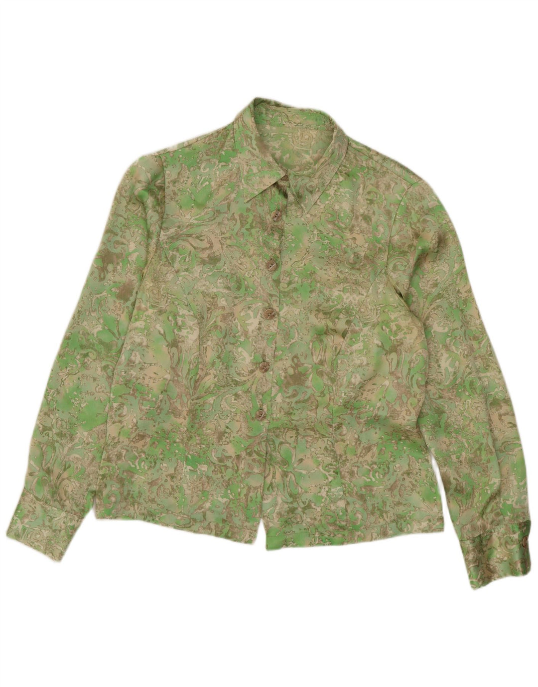 Chemise femme vintage UK 14 Paisley vert moyen