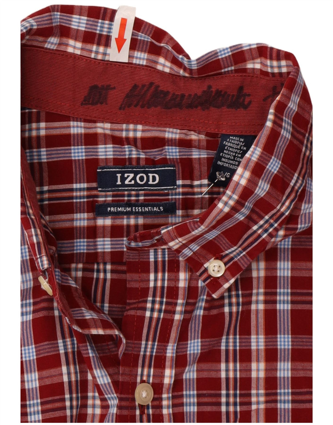 Izod Chemise Homme Grand Carreau Rouge Coton