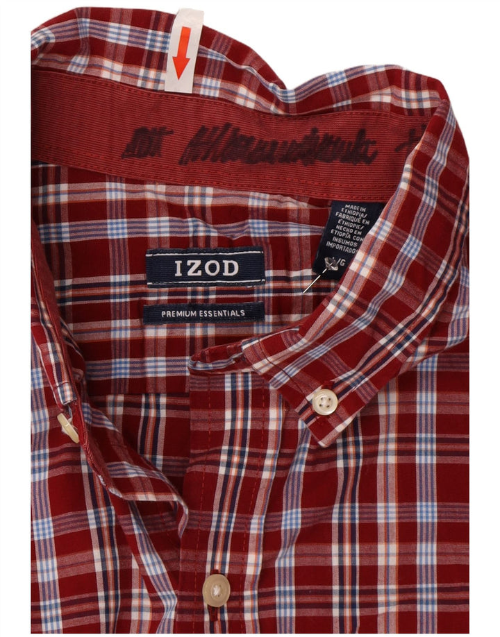 Izod Chemise Homme Grand Carreau Rouge Coton