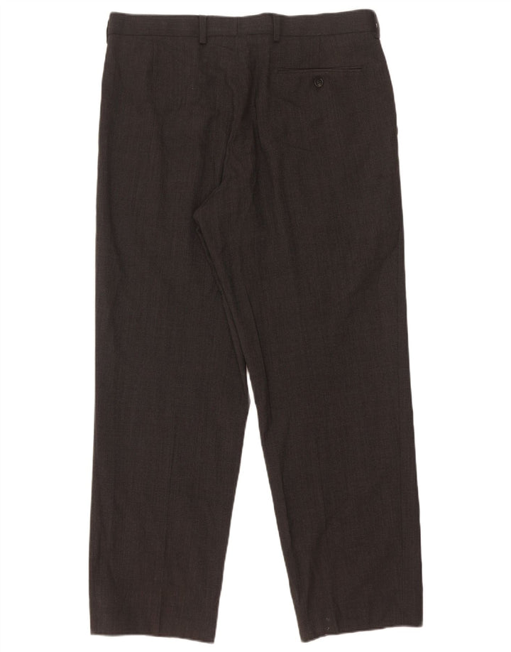 Marks & Spencer Pantalon de Costume Droit Homme W34 L29 Gris Polyester