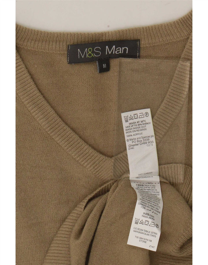Marks & Spencer Pull Col V Homme Acrylique Beige Moyen