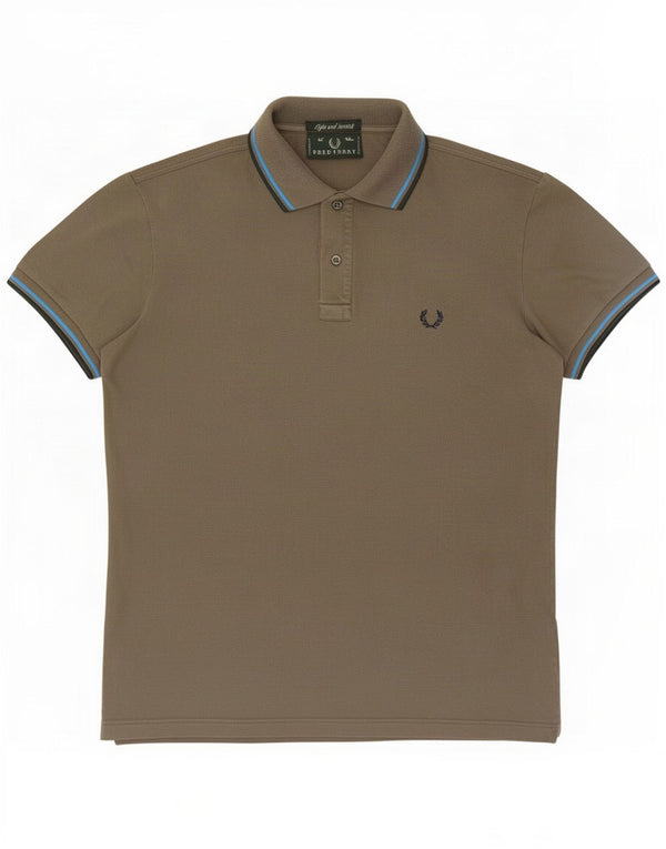 Fred Perry Polo Homme Kaki Moyen Rayé Coton