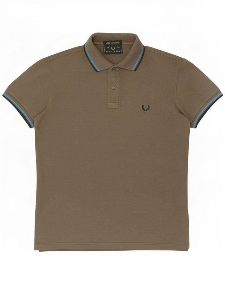 Fred Perry Polo Homme Kaki Moyen Rayé Coton