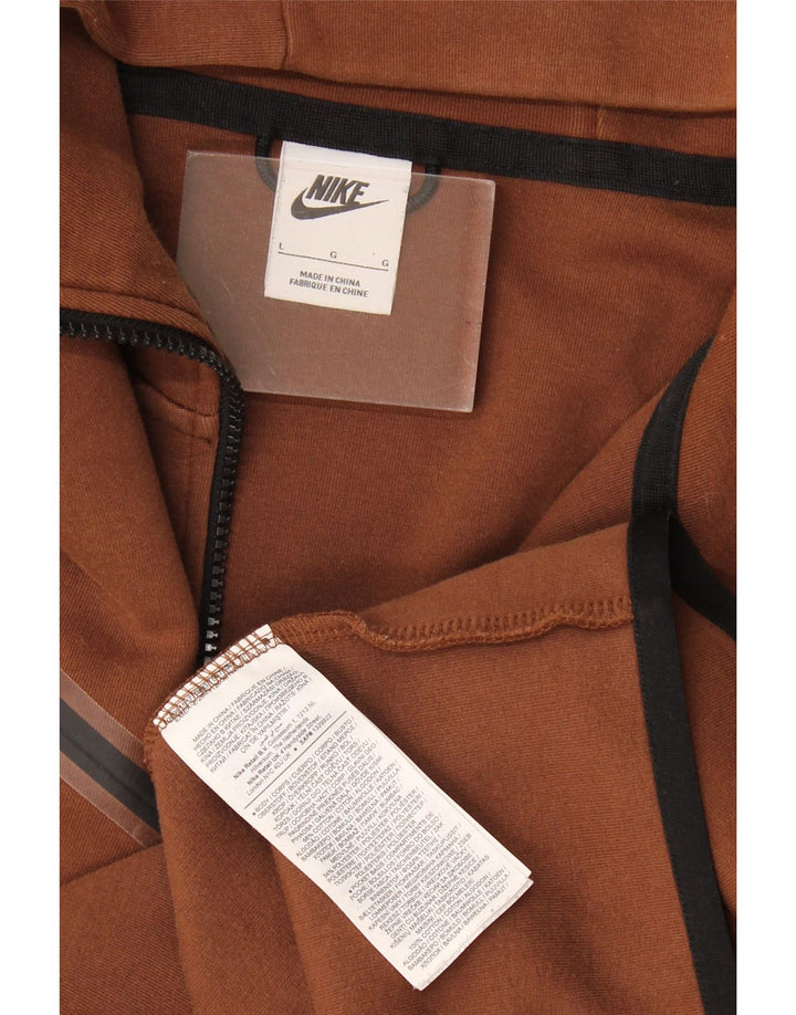 Nike Pull à capuche zippé pour homme Grand coton marron