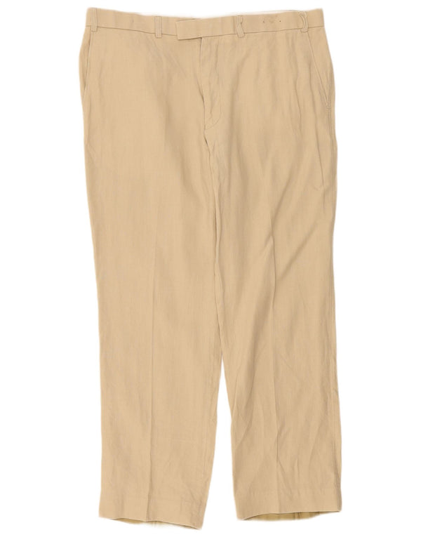 Marks & Spencer Pantalon de costume droit pour homme W38 L31 Lin beige