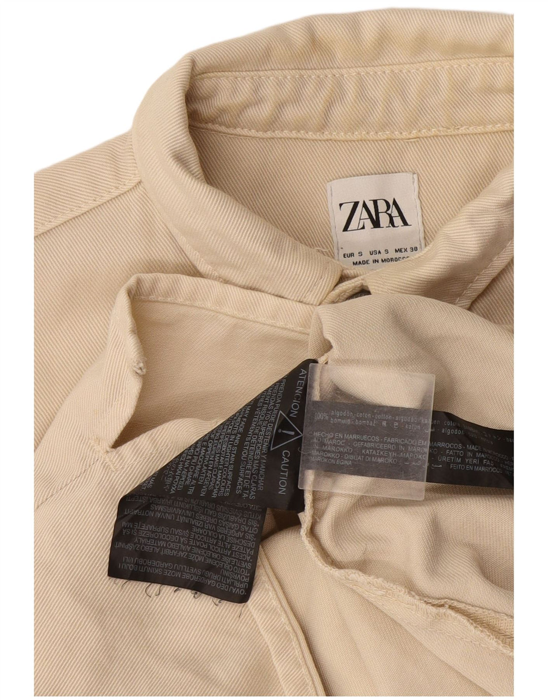 Zara Homme Chemise En Jean Petit Coton Beige