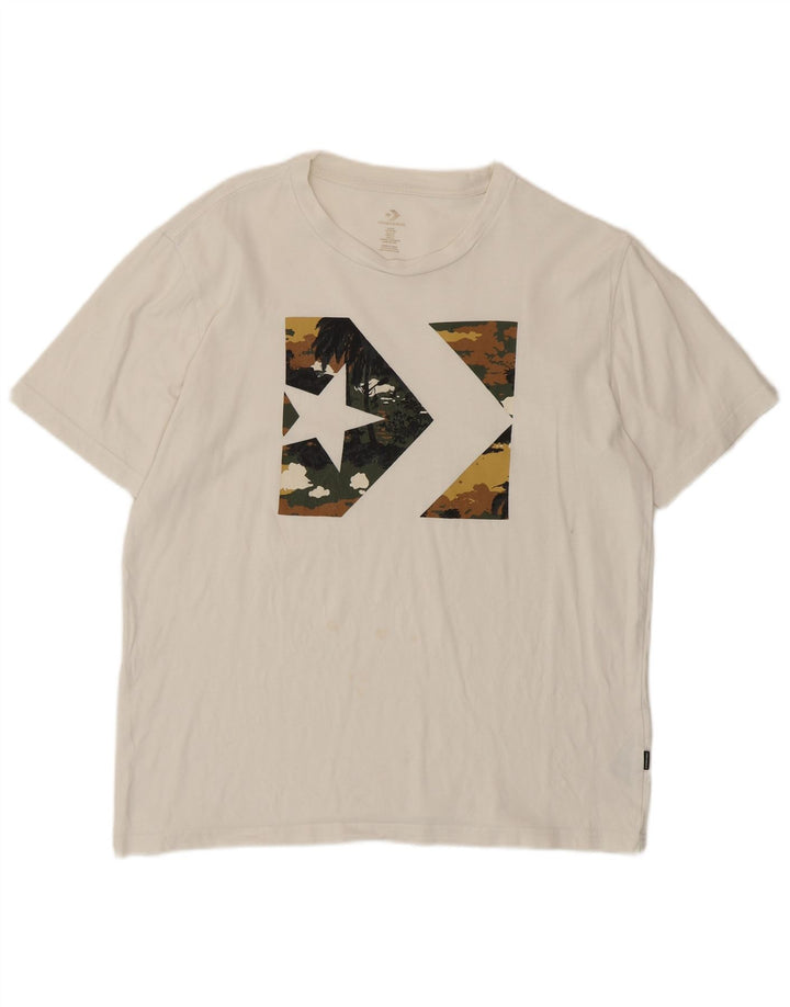 Converse T-Shirt Graphique Homme Blanc Moyen Coton