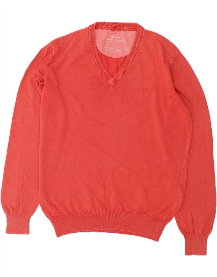 GANT Mens V-Neck Jumper Sweater Medium Red Cotton Vintage Gant and Second-Hand Gant from Messina Hembry 