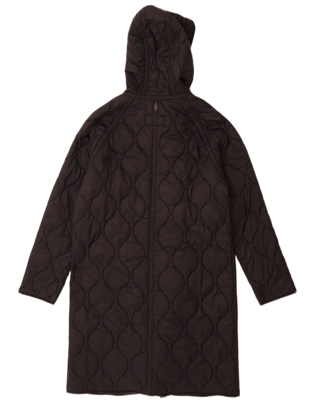 Dkny Manteau matelassé à capuche surdimensionné pour femme UK 10 Petit nylon noir