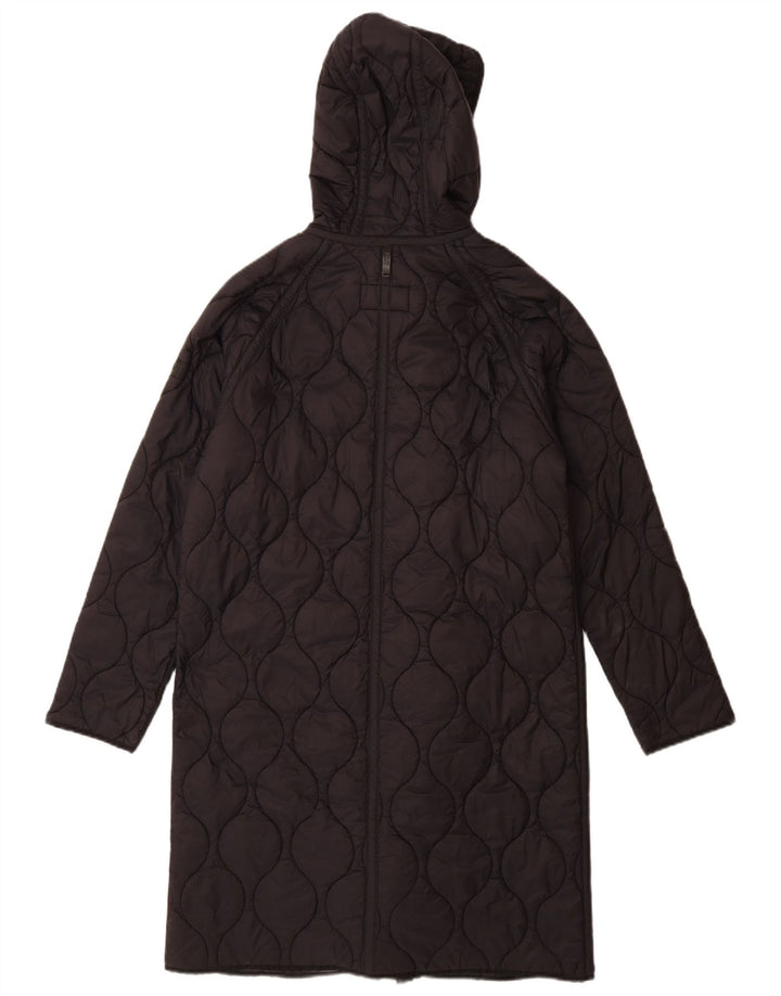 Dkny Manteau matelassé à capuche surdimensionné pour femme UK 10 Petit nylon noir
