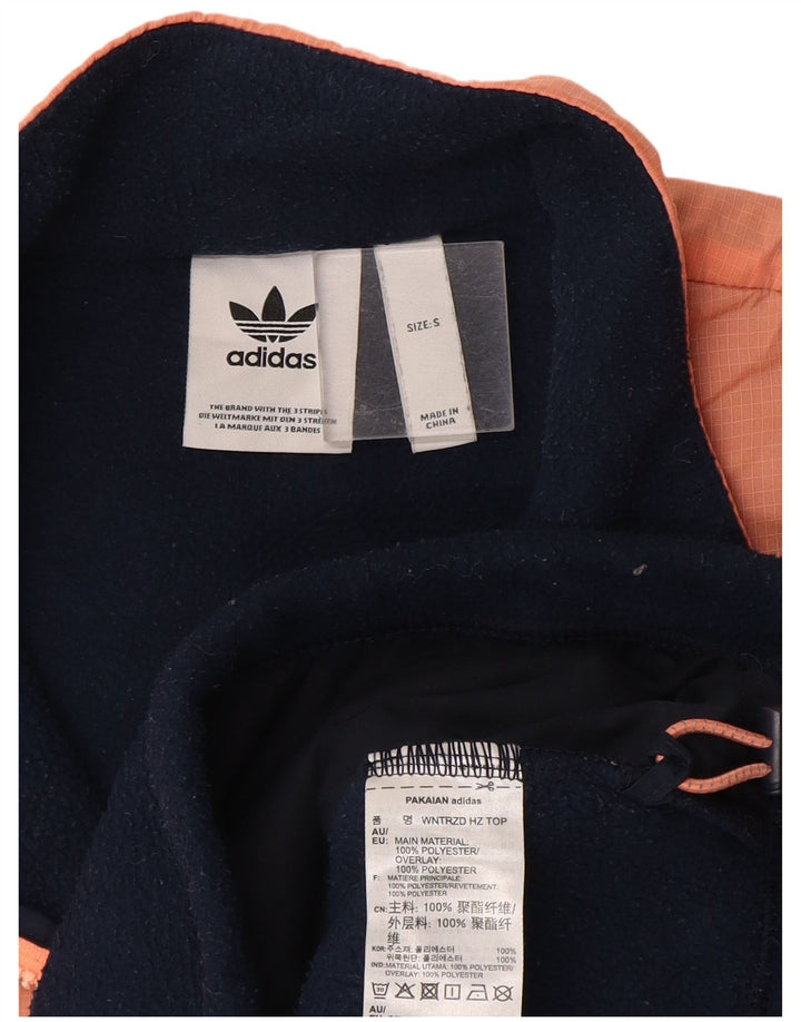 Adidas Pull polaire à col zippé pour homme Petit polyester color block bleu marine