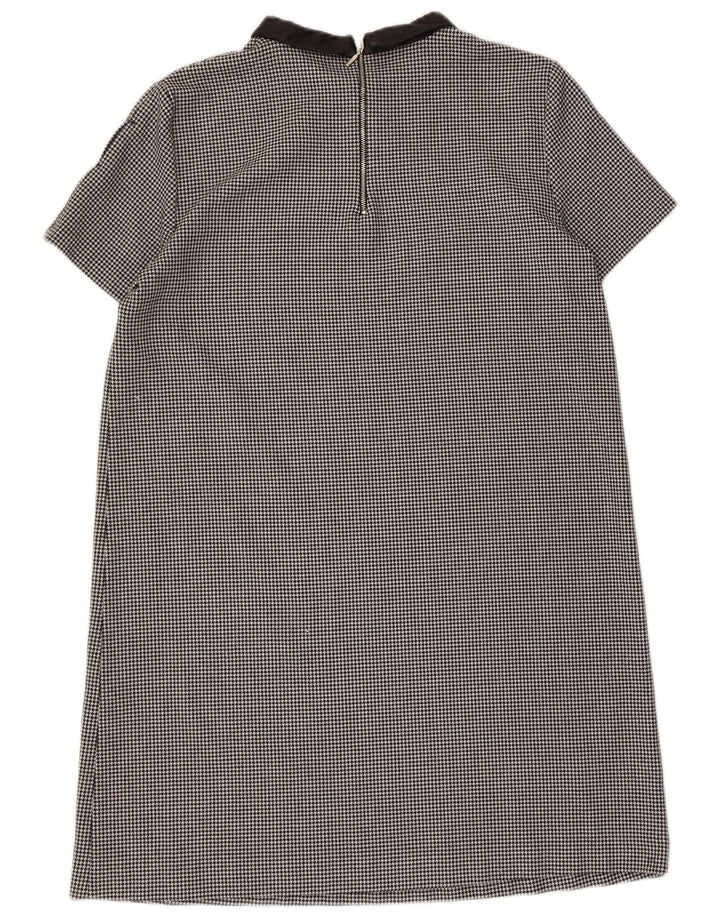 Zara Robe droite pour femme UK 44 Grand pied-de-poule noir en polyester