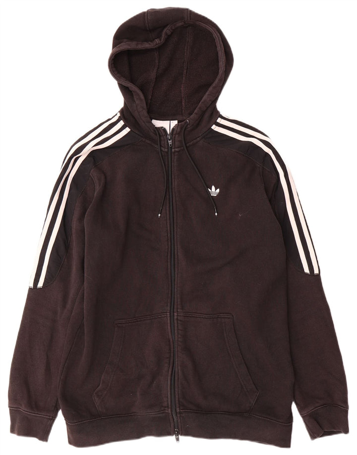 Adidas Pull à capuche zippé pour homme en coton noir moyen
