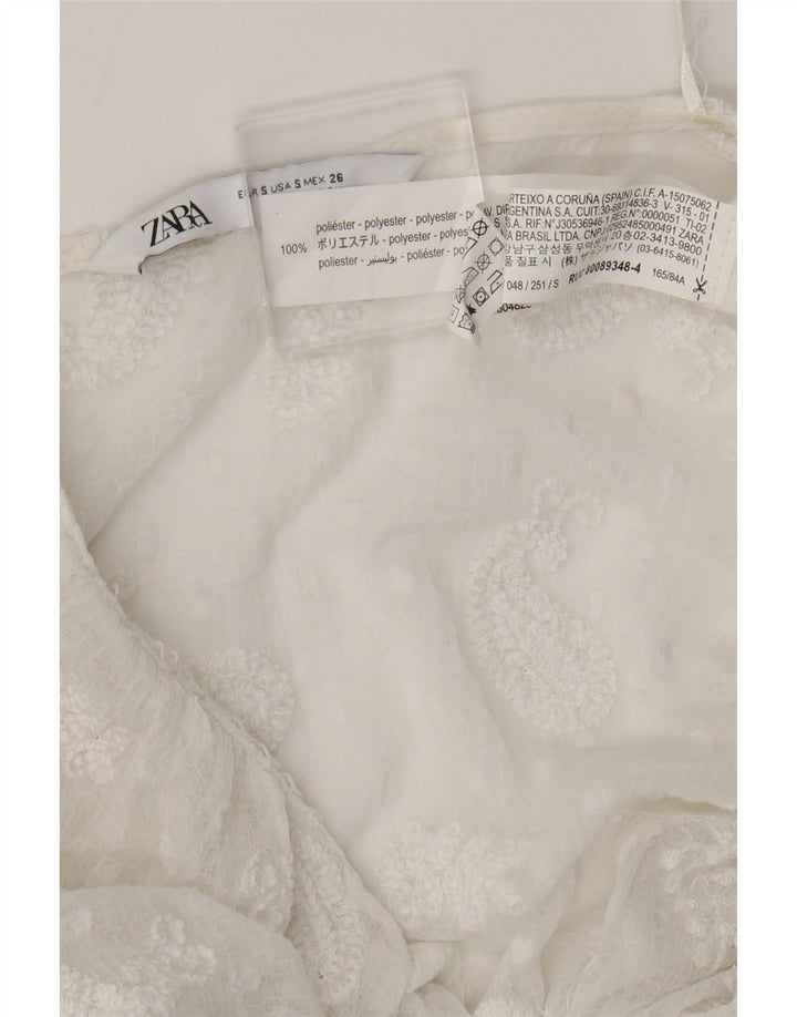 Zara Femme Robe Maxi Transparente UK 8 Petit Blanc Paisley Polyester