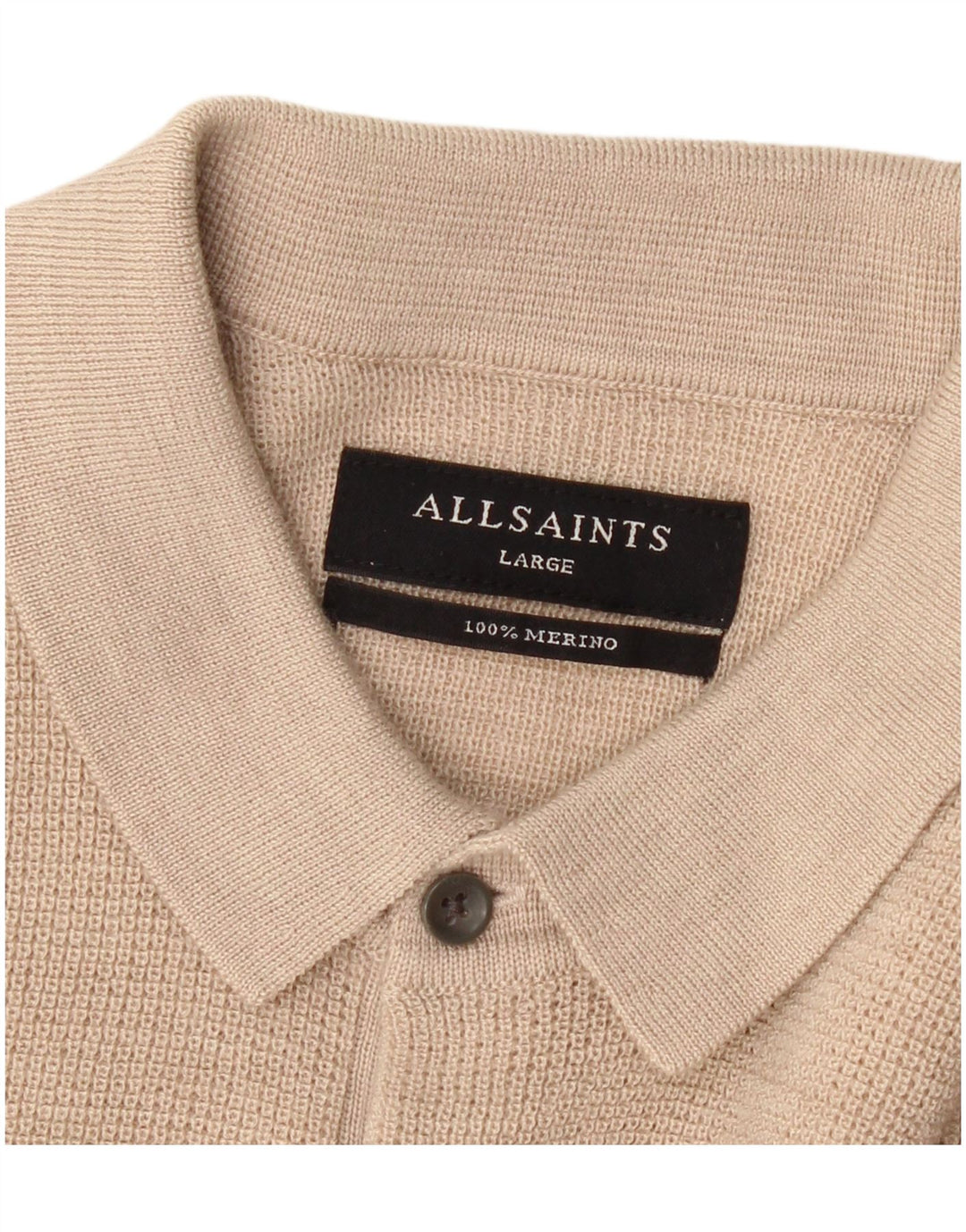All Saints Pull à manches courtes et col polo pour homme, grand beige