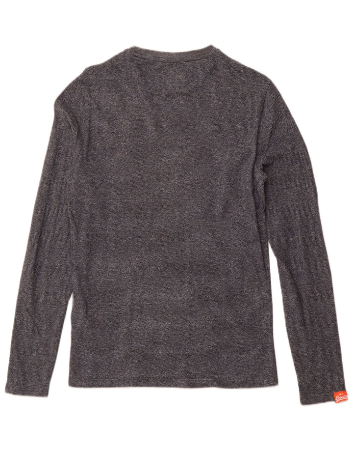 SUPERDRY Homme Top Manches Longues Petit Bleu Marine Moucheté Coton