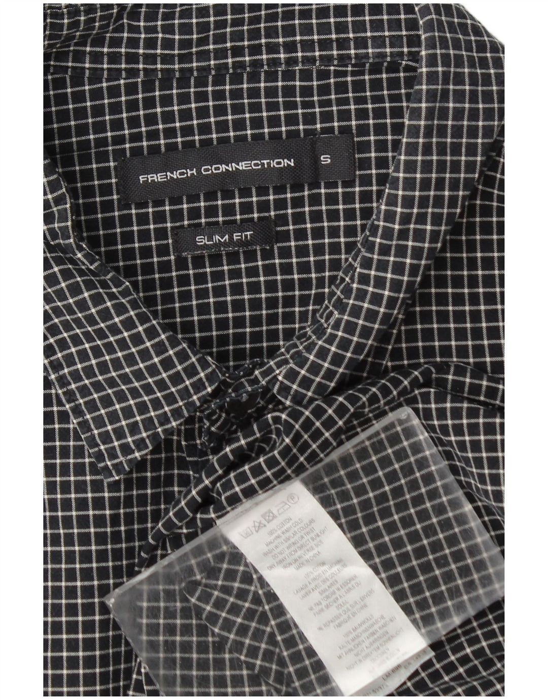 French Connection Chemise Slim Fit en Flanelle Homme Noir à Carreaux en Coton