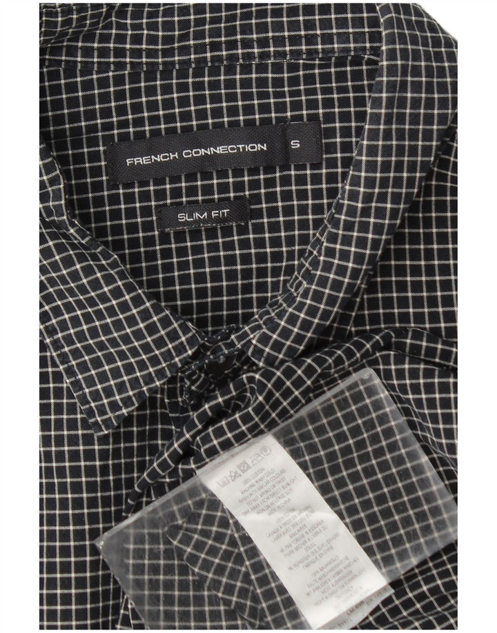 French Connection Chemise Slim Fit en Flanelle Homme Noir à Carreaux en Coton